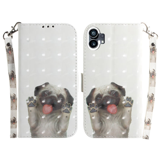 For Nothing Phone 1 3D Colored Horizontal Flip Leather Phone Case(Pug) - Nothing Cases by buy2fix | Online Shopping UK | buy2fix
