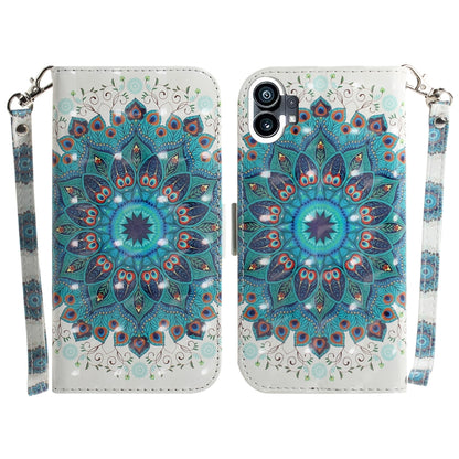 For Nothing Phone 1 3D Colored Horizontal Flip Leather Phone Case(Peacock Wreath) - Nothing Cases by buy2fix | Online Shopping UK | buy2fix