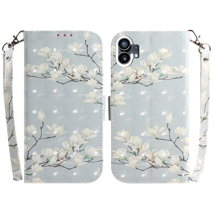 For Nothing Phone 1 3D Colored Horizontal Flip Leather Phone Case(Magnolia) - Nothing Cases by buy2fix | Online Shopping UK | buy2fix