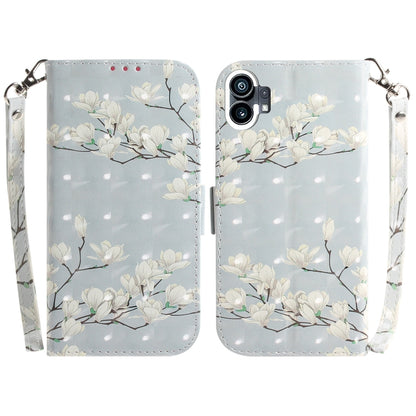 For Nothing Phone 1 3D Colored Horizontal Flip Leather Phone Case(Magnolia) - Nothing Cases by buy2fix | Online Shopping UK | buy2fix