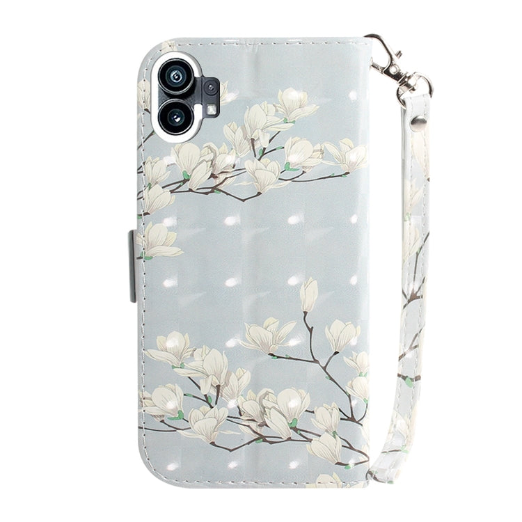 For Nothing Phone 1 3D Colored Horizontal Flip Leather Phone Case(Magnolia) - Nothing Cases by buy2fix | Online Shopping UK | buy2fix