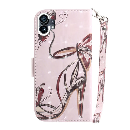 For Nothing Phone 1 3D Colored Horizontal Flip Leather Phone Case(Butterfly High-heeled) - Nothing Cases by buy2fix | Online Shopping UK | buy2fix