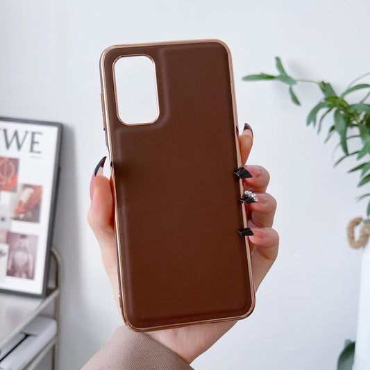 For Xiaomi Redmi Note 11 Global/Note 11S 4G Genuine Leather Xiaoya Series Nano Plating Phone Case(Coffee) - Xiaomi Cases by buy2fix | Online Shopping UK | buy2fix