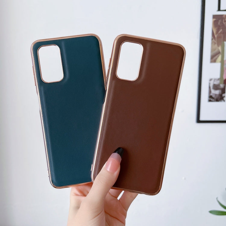For Xiaomi Redmi Note 11 Global/Note 11S 4G Genuine Leather Xiaoya Series Nano Plating Phone Case(Coffee) by buy2fix
