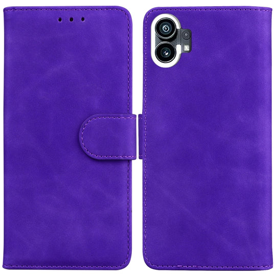 For Nothing Phone 1 Skin Feel Pure Color Flip Leather Phone Case(Purple)