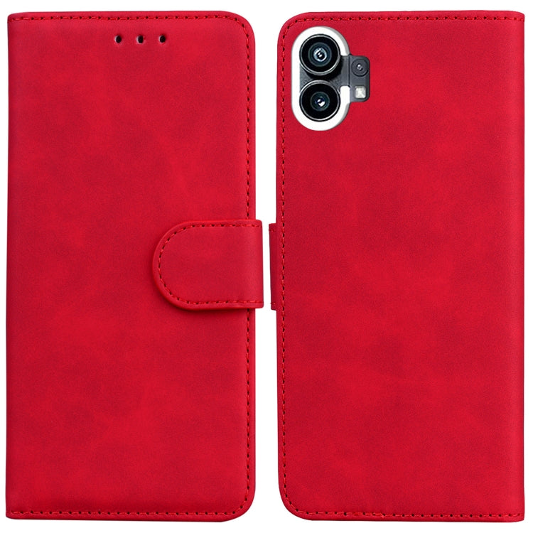 For Nothing Phone 1 Skin Feel Pure Color Flip Leather Phone Case(Red) - Nothing Cases by buy2fix | Online Shopping UK | buy2fix