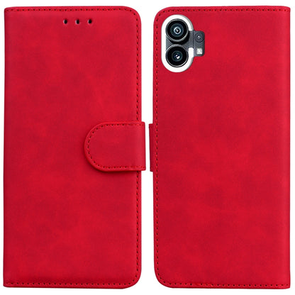 For Nothing Phone 1 Skin Feel Pure Color Flip Leather Phone Case(Red) - Nothing Cases by buy2fix | Online Shopping UK | buy2fix
