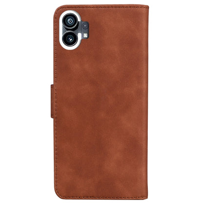 For Nothing Phone 1 Skin Feel Pure Color Flip Leather Phone Case(Brown) - Nothing Cases by buy2fix | Online Shopping UK | buy2fix