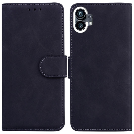 For Nothing Phone 1 Skin Feel Pure Color Flip Leather Phone Case(Black)