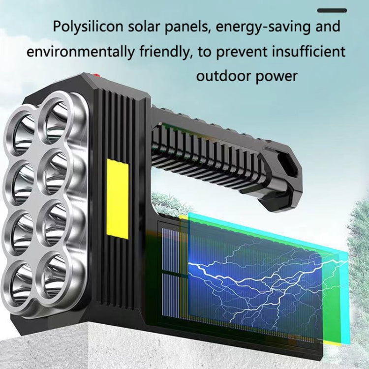 Solar Charging Super Bright Waterproof 8 LED Camping Flashlight Lamp - LED Flashlight by buy2fix | Online Shopping UK | buy2fix