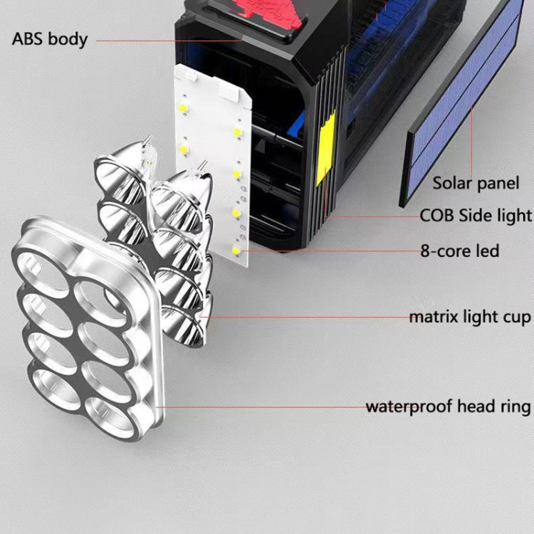 Solar Charging Super Bright Waterproof 8 LED Camping Flashlight Lamp - LED Flashlight by buy2fix | Online Shopping UK | buy2fix