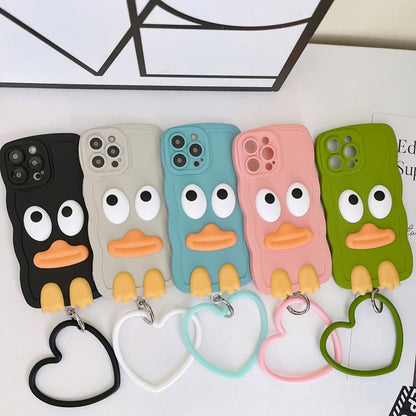 For iPhone 11 Wave Edge Big Duck Silicone Phone Case with Wristband(Black) - iPhone 11 Cases by buy2fix | Online Shopping UK | buy2fix