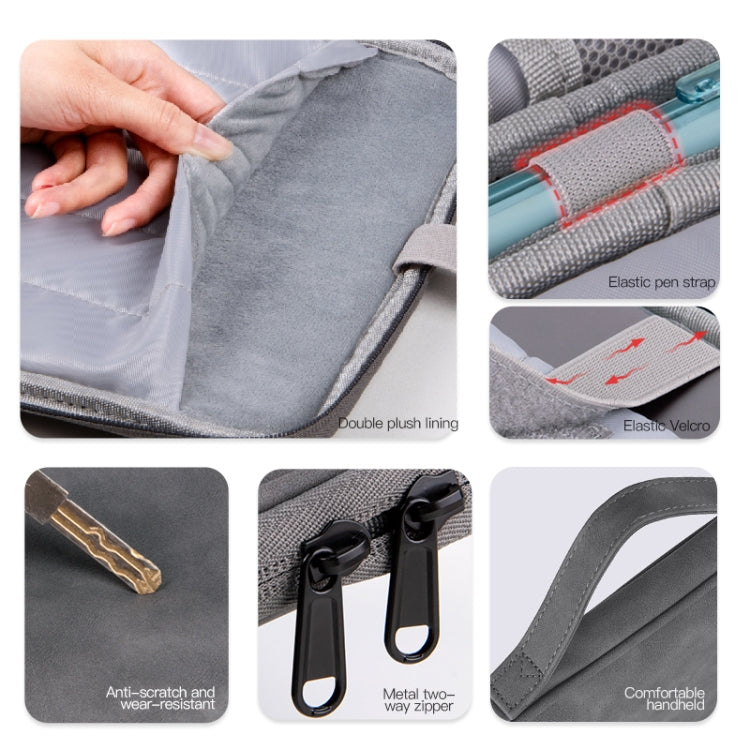For 12.9-13 inch Laptop Portable Sheepskin Texture Leather Bag(Grey) by buy2fix