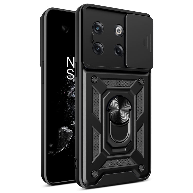 For OnePlus 10T Sliding Camera Cover Design TPU+PC Phone Case(Black) - OnePlus Cases by buy2fix | Online Shopping UK | buy2fix