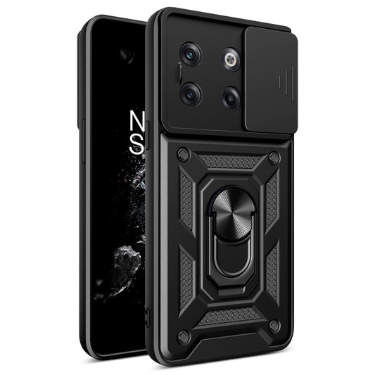 For OnePlus 10T Sliding Camera Cover Design TPU+PC Phone Case(Black) - OnePlus Cases by buy2fix | Online Shopping UK | buy2fix