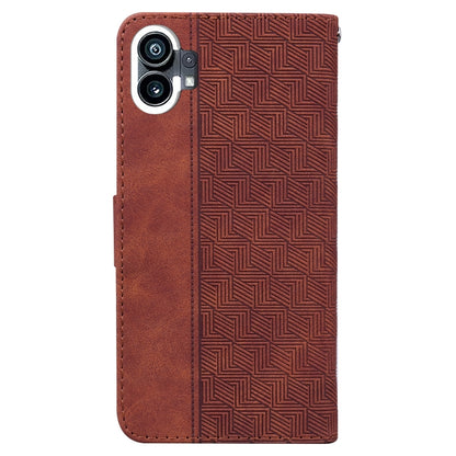 For Nothing Phone 1 Geometric Embossed Flip Leather Phone Case(Brown) by buy2fix