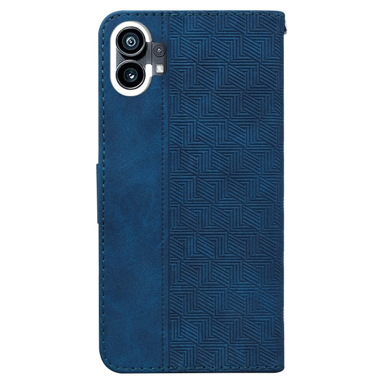 For Nothing Phone 1 Geometric Embossed Flip Leather Phone Case(Blue) by buy2fix