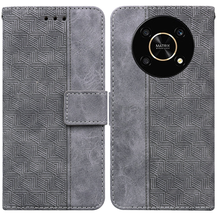 For Honor X9 / X9 5G Geometric Embossed Flip Leather Phone Case(Grey) by buy2fix
