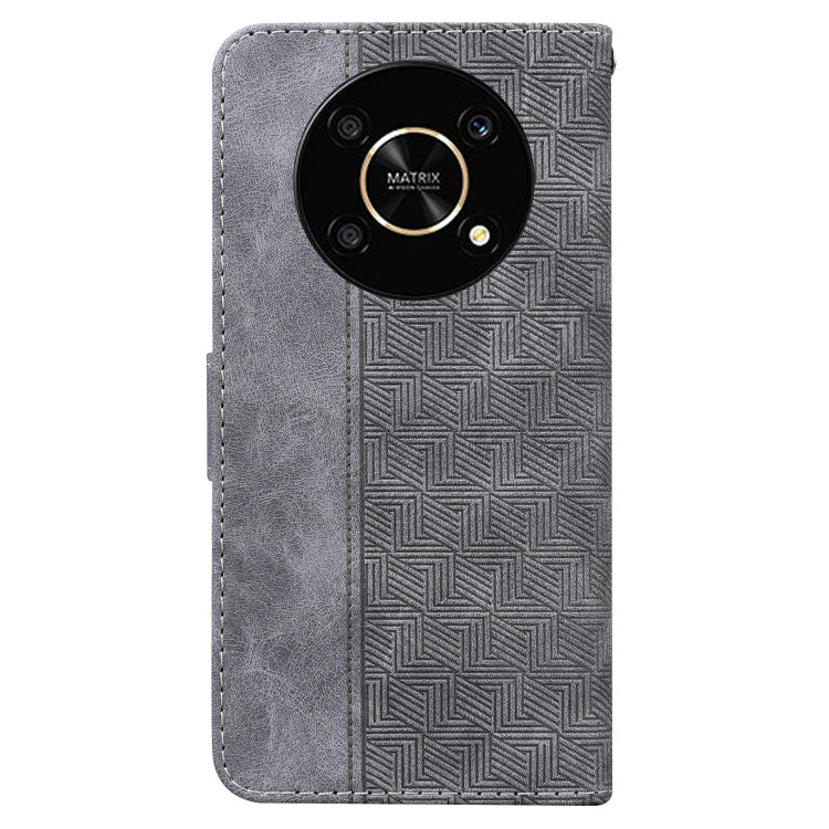 For Honor X9 / X9 5G Geometric Embossed Flip Leather Phone Case(Grey) by buy2fix