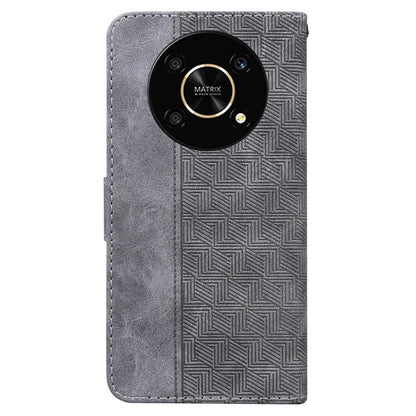 For Honor X9 / X9 5G Geometric Embossed Flip Leather Phone Case(Grey) by buy2fix