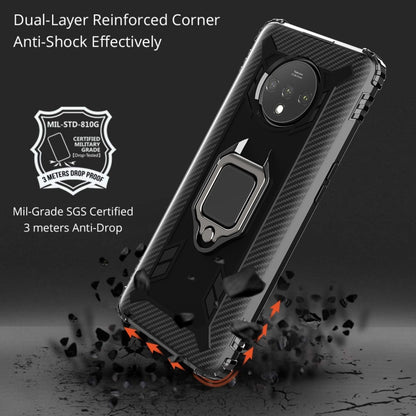 For OnePlus 7T Carbon Fiber Protective Case with 360 Degree Rotating Ring Holder(Black) - OnePlus Cases by buy2fix | Online Shopping UK | buy2fix