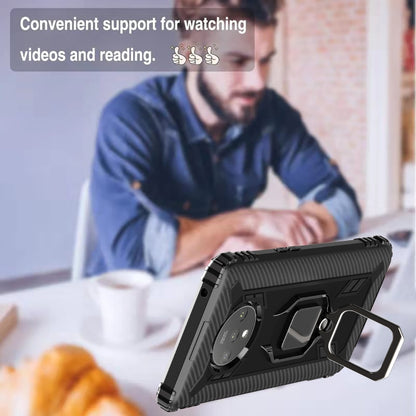 For OnePlus 7T Carbon Fiber Protective Case with 360 Degree Rotating Ring Holder(Black) - OnePlus Cases by buy2fix | Online Shopping UK | buy2fix