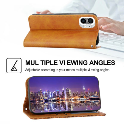 For Nothing Phone 1 Cubic Grid Calf Texture Magnetic Closure Leather Phone Case(Yellow) - Nothing Cases by buy2fix | Online Shopping UK | buy2fix