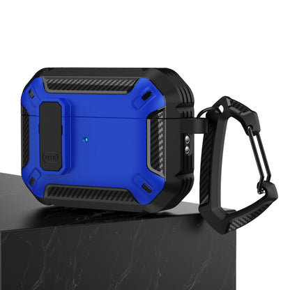 For AirPods Pro 2 Shield Shockproof Earphone Protective Case with Hook(Black Blue) - For AirPods Pro 2 by buy2fix | Online Shopping UK | buy2fix
