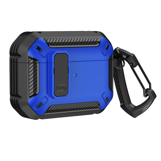 For AirPods Pro 2 Shield Shockproof Earphone Protective Case with Hook(Black Blue) - For AirPods Pro 2 by buy2fix | Online Shopping UK | buy2fix