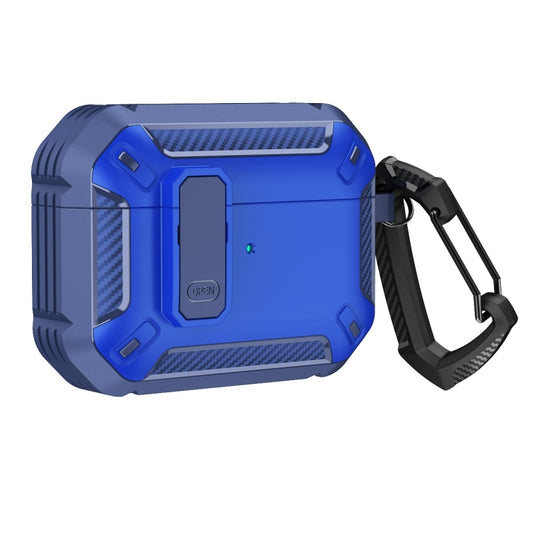 For AirPods Pro 2 Shield Shockproof Earphone Protective Case with Hook(Blue) - For AirPods Pro 2 by buy2fix | Online Shopping UK | buy2fix