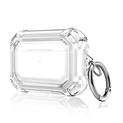 For AirPods Pro 2 Dual-color PC Shockproof Earphone Case with Hook(Transparent) - For AirPods Pro 2 by buy2fix | Online Shopping UK | buy2fix