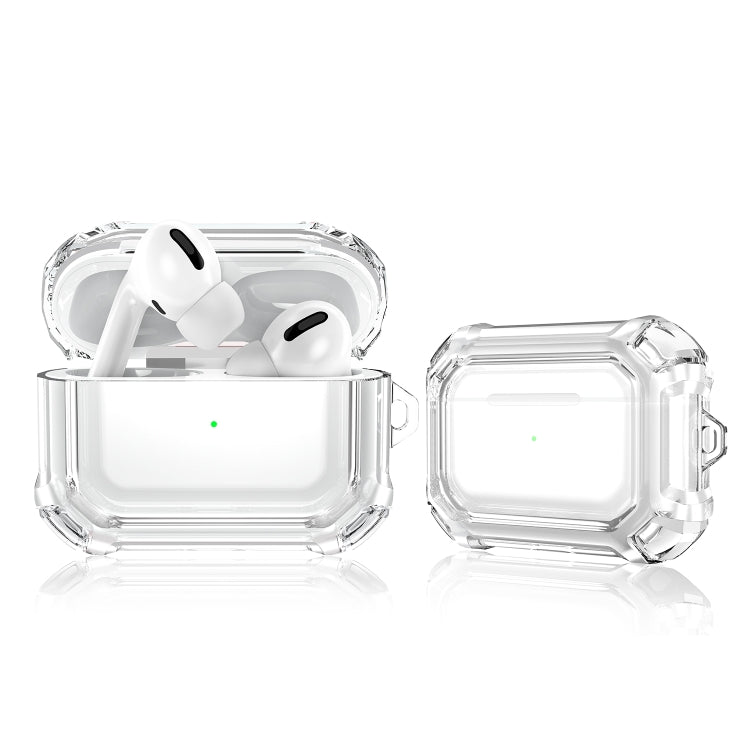 For AirPods Pro 2 Dual-color PC Shockproof Earphone Case with Hook(Transparent) - For AirPods Pro 2 by buy2fix | Online Shopping UK | buy2fix