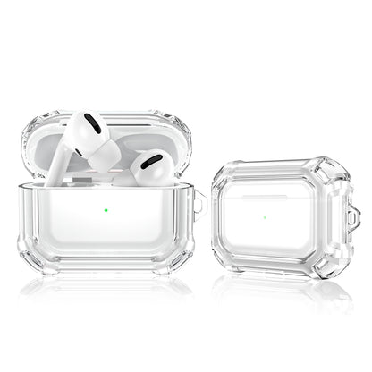 For AirPods Pro 2 Dual-color PC Shockproof Earphone Case with Hook(Transparent) - For AirPods Pro 2 by buy2fix | Online Shopping UK | buy2fix