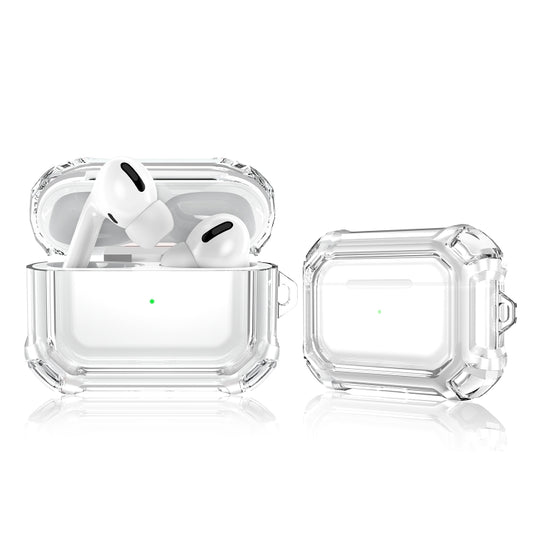 For AirPods Pro 2 Dual-color PC Shockproof Earphone Case with Hook(Transparent) - For AirPods Pro 2 by buy2fix | Online Shopping UK | buy2fix