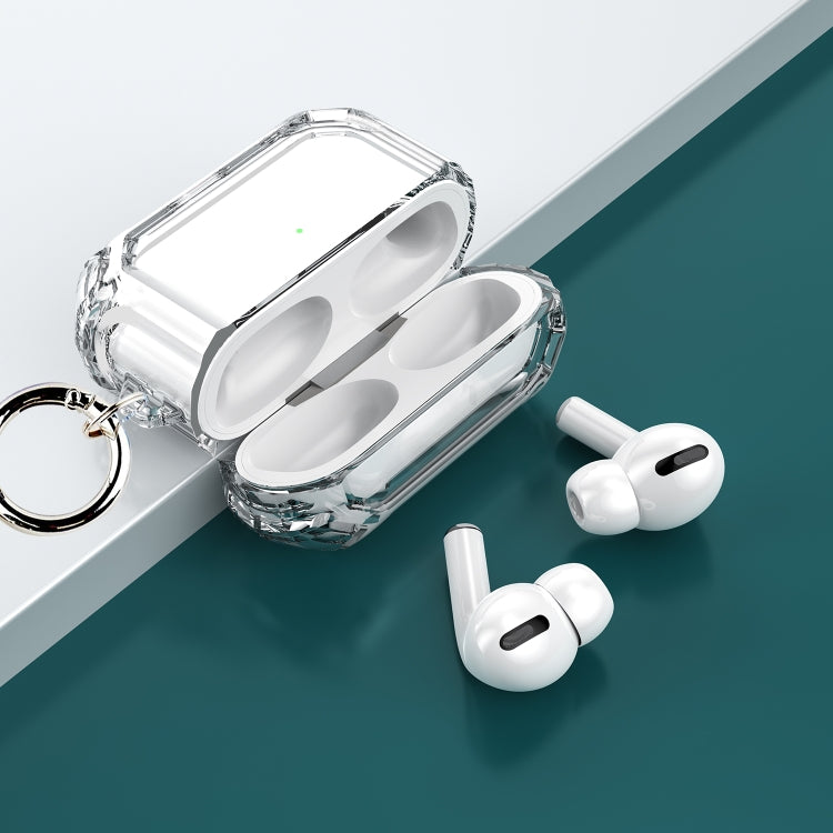 For AirPods Pro 2 Dual-color PC Shockproof Earphone Case with Hook(Transparent) - For AirPods Pro 2 by buy2fix | Online Shopping UK | buy2fix