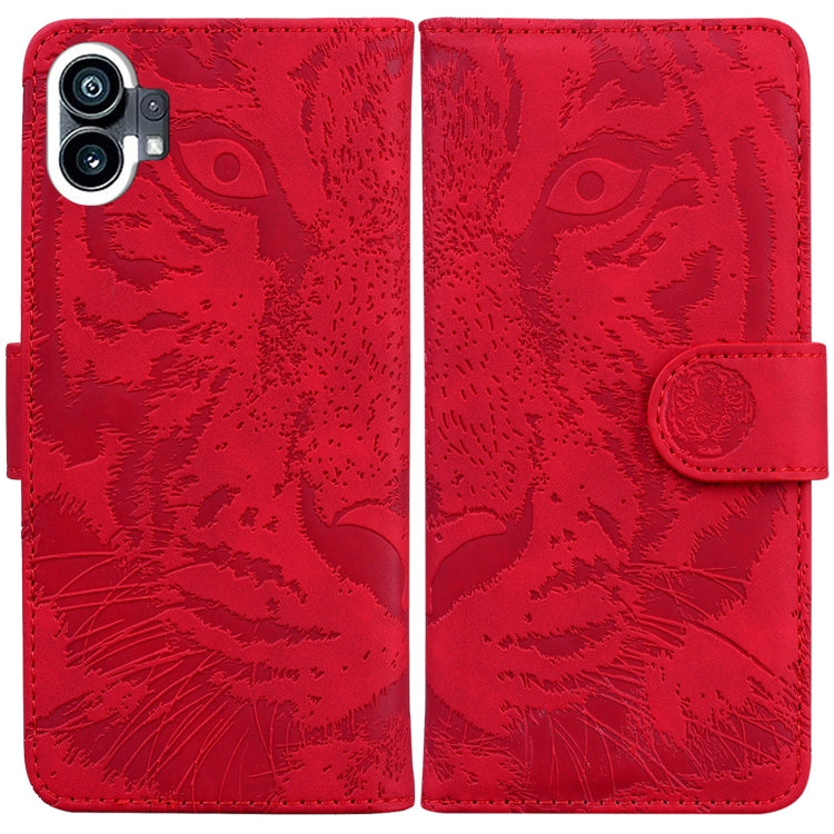 For Nothing Phone 1 Tiger Embossing Pattern Flip Leather Phone Case(Red) by buy2fix