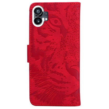 For Nothing Phone 1 Tiger Embossing Pattern Flip Leather Phone Case(Red) by buy2fix