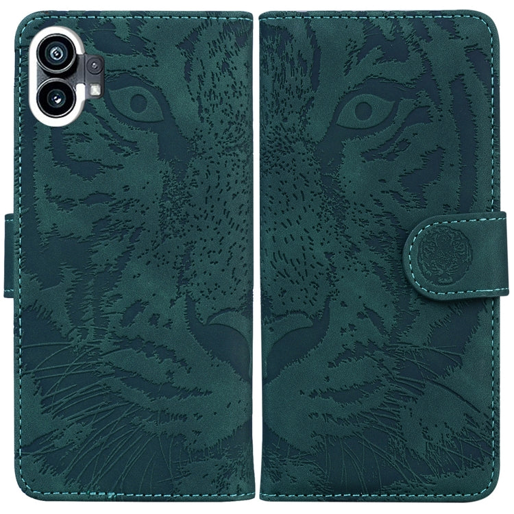 For Nothing Phone 1 Tiger Embossing Pattern Flip Leather Phone Case(Green) by buy2fix