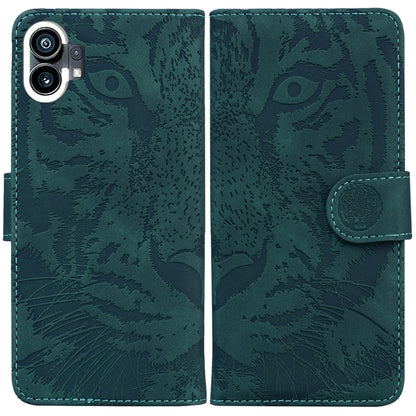 For Nothing Phone 1 Tiger Embossing Pattern Flip Leather Phone Case(Green) by buy2fix