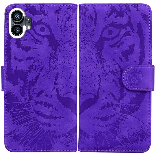For Nothing Phone 1 Tiger Embossing Pattern Flip Leather Phone Case(Purple)