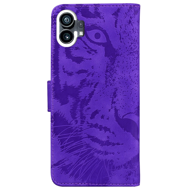 For Nothing Phone 1 Tiger Embossing Pattern Flip Leather Phone Case(Purple) by buy2fix