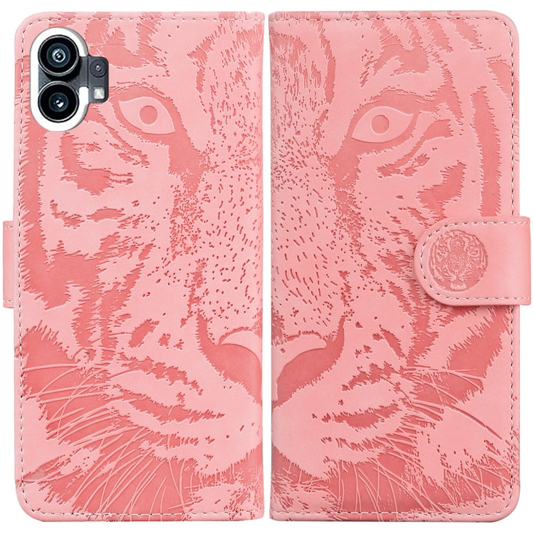 For Nothing Phone 1 Tiger Embossing Pattern Flip Leather Phone Case(Pink) by buy2fix