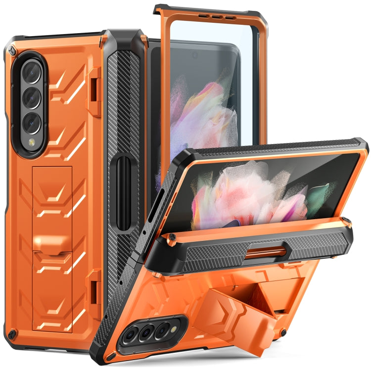 For Samsung Galaxy Z Fold3 5G Armored All-inclusive Shockproof Folding Phone Case(Orange) by buy2fix