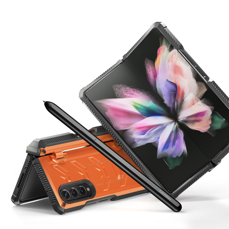 For Samsung Galaxy Z Fold3 5G Armored All-inclusive Shockproof Folding Phone Case(Orange) by buy2fix