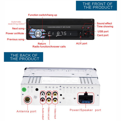 9601 7 inch Car Electric Retractable MP5 Player Supports Bluetooth Hand-free Calling Reverse - Car MP3 & MP4 & MP5 by buy2fix | Online Shopping UK | buy2fix