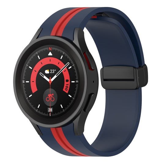 For Samsung Galaxy Watch5 Pro Two-color Stripe Silicone Watch Band(Midnight Blue Red) - Watch Bands by buy2fix | Online Shopping UK | buy2fix