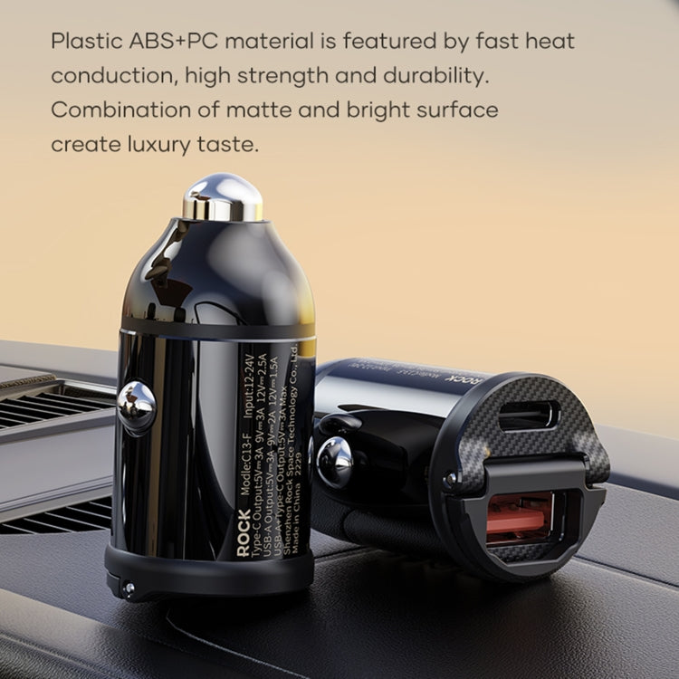 ROCK C13-F H18 Mini Portable Dual Port USB + USB-C / Type-C Car Fast Charger - Car Charger by ROCK | Online Shopping UK | buy2fix