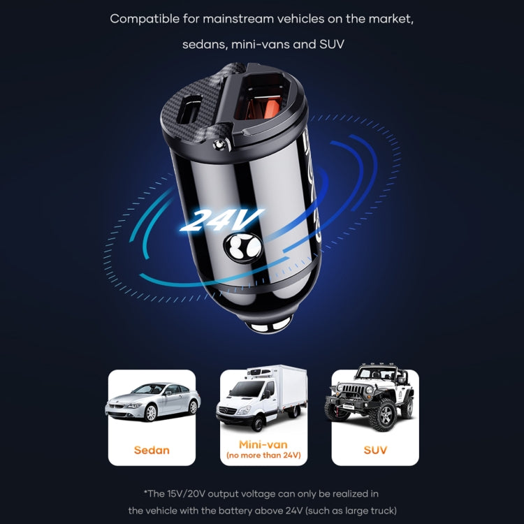 ROCK C13-F H18 Mini Portable Dual Port USB + USB-C / Type-C Car Fast Charger - Car Charger by ROCK | Online Shopping UK | buy2fix