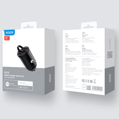 ROCK C13-F H18 Mini Portable Dual Port USB + USB-C / Type-C Car Fast Charger - Car Charger by ROCK | Online Shopping UK | buy2fix