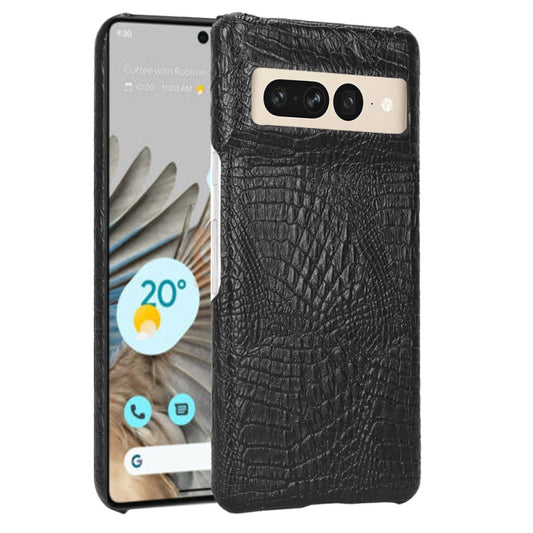 For Google Pixel 7 Pro 5G Shockproof Crocodile Texture PC + PU Case(Black) - Google Cases by buy2fix | Online Shopping UK | buy2fix